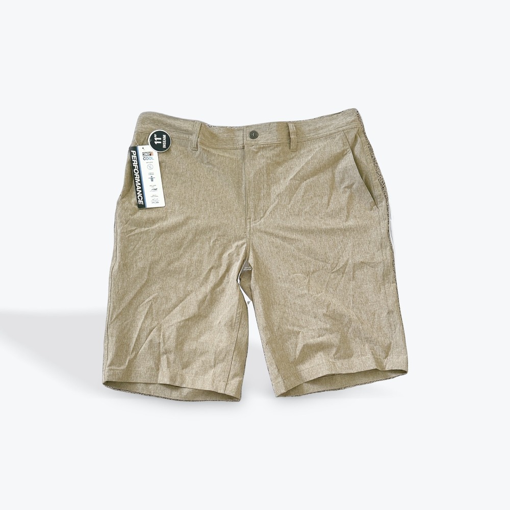 32 Degrees Cool Mens Stretch Performance Shorts Khaki Melange 34 TMS88062ME